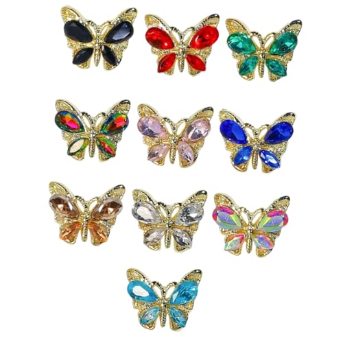 PENIKOKO 10 Stück Teiliges Nail Art Charms Schmetterlinge in Bunten Farben Glitzernde Strasssteine Leicht Anzubringen Langlebige Maniküre Deko für Natürliche und Künstliche Nägel DIY PENIKOKO 10 Stück Teiliges Nail Art Charms Schmetterlinge in Bunten Farben Glitzernde Strasssteine Leicht Anzubringen Langlebige Maniküre Deko für Natürliche und Künstliche Nägel DIY von PENIKOKO