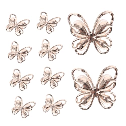 PENIKOKO 10 Stück Teiliges Nail Art mit Katzenaugen Schmetterlingen Roségoldfarbene Strass Nagelanhänger für DIY Nageldesign Leichter und Langlebiger Nagel Schmuck für Nägel und Kreative von PENIKOKO