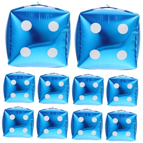 PENIKOKO 10 Stück Teiliges Würfel Aluminiumfolie Luftballons Blau Würfelform Partydeko für Halloween Geburtstagsfeier Thema Spielspaß von PENIKOKO