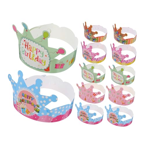 PENIKOKO 100 Stück Teiliges Papierkronen Partyhüte für Kindergeburtstag Bunte Geburtstagskrone mit Kindgerechtem Design Leichte Papierkopfbedeckung als Partydeko für Mädchen und Jungen für von PENIKOKO