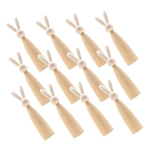 PENIKOKO 12 Stück Diy Holz Puppen Set Unbemalte Holzfiguren Hasenform für Bastelprojekte und Heimdekoration Naturbelassene Tiere für Kreative Handarbeiten und PENIKOKO 12 Stück Diy Holz Puppen Set Unbemalte Holzfiguren Hasenform für Bastelprojekte und Heimdekoration Naturbelassene Tiere für Kreative Handarbeiten und von PENIKOKO