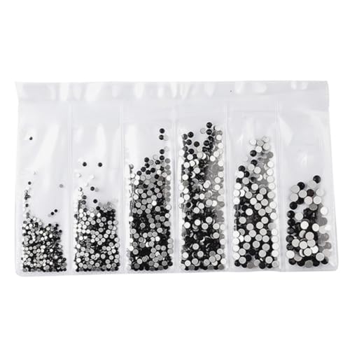 PENIKOKO 1364 Stück Teiliges Nail Art Strasssteine Flach Langlebige DIY Maniküre Dekoration Vielseitige Nagelkunst Zubehör für Frauen Schwarz für Natürliche und Künstliche Nägel von PENIKOKO