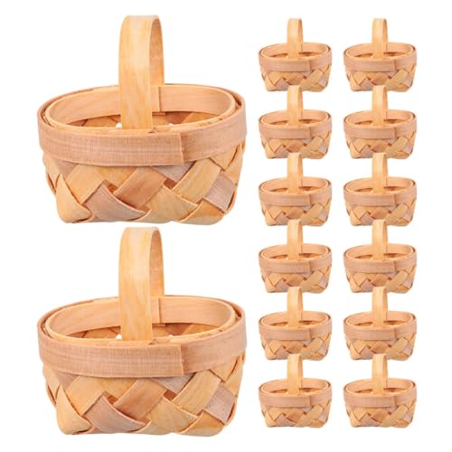 PENIKOKO 14 Stück Mini Wicker Basket mit Griff Handgefertigte Holzgewebte Körbchen für Süßigkeiten Blumen und Kleine für Hochzeiten und Partys PENIKOKO 14 Stück Mini Wicker Basket mit Griff Handgefertigte Holzgewebte Körbchen für Süßigkeiten Blumen und Kleine für Hochzeiten und Partys von PENIKOKO