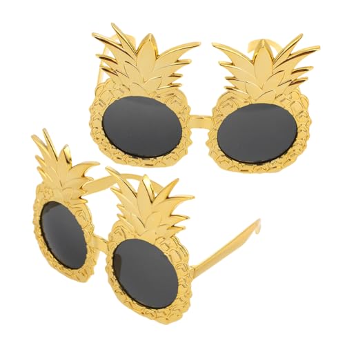 PENIKOKO 2 Stück Ananas Gläser Party Neuheit Sonnenbrillen für Erwachsene geformt lustige brille für erwachsene Thema tropisch hawaiianische lustige Brille neuartige Ananasgläser Abs Golden von PENIKOKO