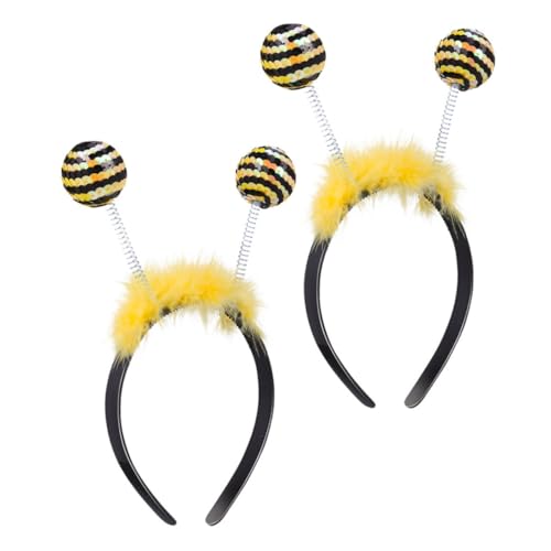 PENIKOKO 2 Stück Bienen Haarreif mit Feder Ball für Party und Festivalevents Lustiger Kopfschmuck für Frauen und Verstellbar Farblich Zufällig für Kostümfeiern Zufällige von PENIKOKO
