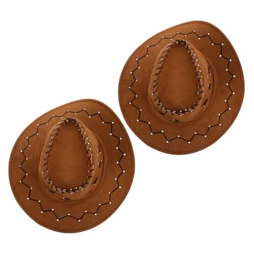 PENIKOKO 2 Stück Cowboyhut Western Fedora Hut mit Breiter Krempe und Verstellbarem Kinnband für Jungen und Cosplay Zubehör für Verschiedene Anlässe von PENIKOKO