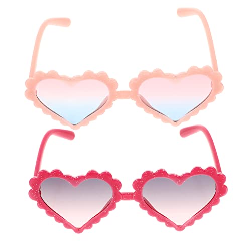 PENIKOKO 2 Stück Sonnenbrille Herzförmig Mode Partybrille Fotorequisiten für Mädchen Kleinkinder Ac PC Material Komfortabel Strand Geburtstag Hochzeit von PENIKOKO