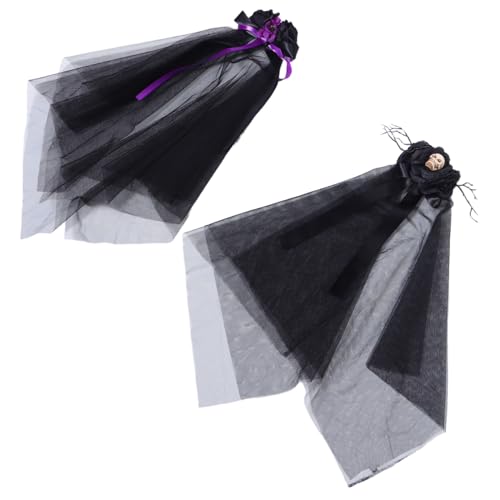 PENIKOKO 2 Stück Teiliges Gothic Haarschmuck mit Schwarzem Schleier und Schleife Leichtes Halloween Kostümzubehör für Frauen Vielseitig Verwendbares Brautschleier Stirnband für Gothic von PENIKOKO