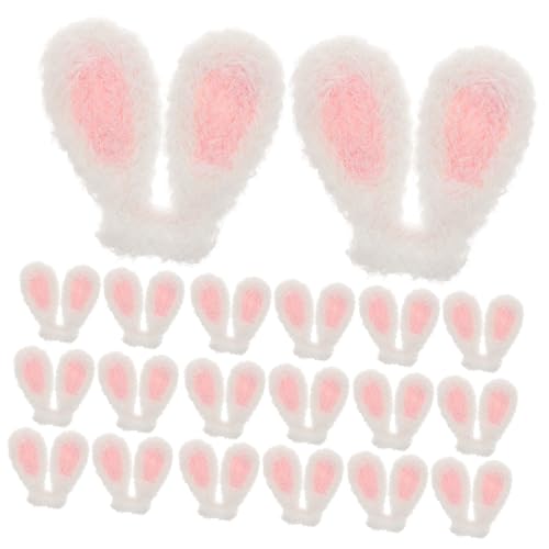 PENIKOKO 20 Stück Plüsch Hasenohren DIY Haarclips Haarschmuck für Kreative Bastelprojekte Weiße Hasenohren für Erwachsene für Kostüme und Dekoration von PENIKOKO