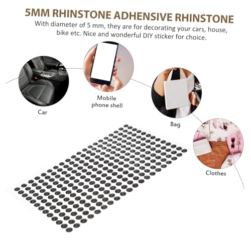 PENIKOKO 234 Stück Teiliges Selbstklebendes Strassband aus Schwarzem Acryl Runde Rhinestones für DIY Sticker Auto Haus Fahrrad Dekoration Langlebige Strasssteine Aufkleber von PENIKOKO