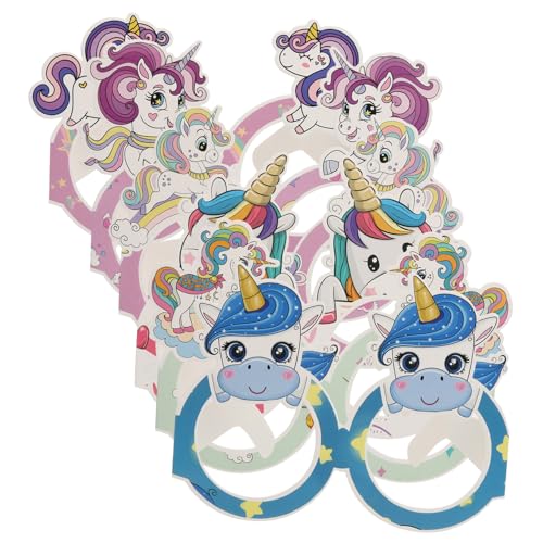PENIKOKO 24 Paare Teiliges Einhorn Partyset mit Robusten Papierbrillen für Erwachsene Bunte Geburtstags Deko Wiederverwendbar und Leicht zu Verstauen als Mitgebsel für Kindergeburtstag und von PENIKOKO
