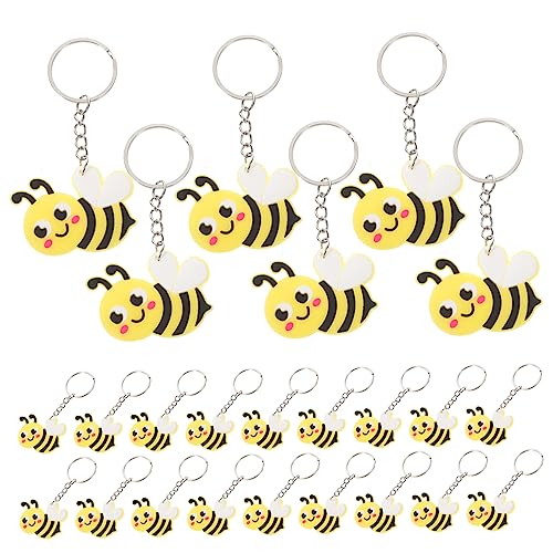 PENIKOKO 24 Stück Teiliges Bienen Schlüsselanhänger aus Metall und Abs Langlebige Cartoon Biene Anhänger Bunte Geldbörsen Dekoration Niedliche Party Gastgeschenke Robust und Praktisch von PENIKOKO