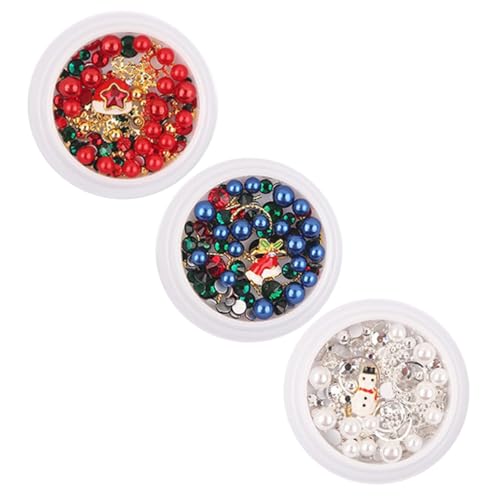 PENIKOKO 3 Boxen Weihnachts Nagel Deko aus Metall Kreative Maniküre Zubehör Sichere Nagel Charms für Fingernägel DIY Nail Tips Festliche Nail Art für Damen und Mädchen von PENIKOKO