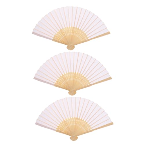PENIKOKO 3 Stück Faltfächer Handfächer Leicht Blank DIY zum Bemalen Faltbare Handventilatoren für Hochzeit Bühne Alltag Dekoration von PENIKOKO
