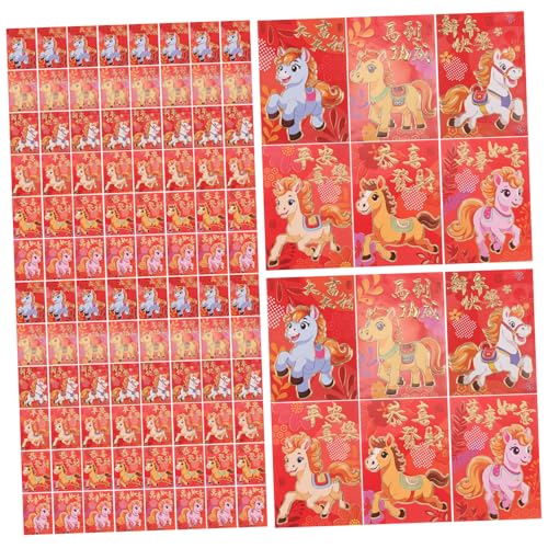 PENIKOKO 300 Stück Rote Umschläge Zum Chinesischen Neujahrsfest – -taschenpferd-dekorationen 2026 Hongbao Für Geldgeschenke, Frühlingsfest von PENIKOKO