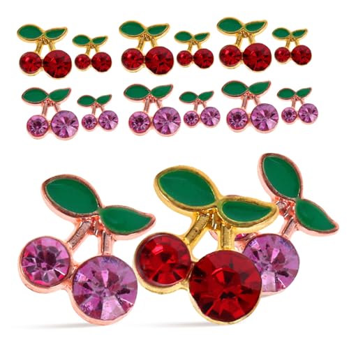 PENIKOKO 32 Stück Teiliges Cherry Nail Art Charms mit Kirschform Glänzende Nagelsteine für Natürliche und Künstliche Nägel DIY Maniküre Dekoration für Frauen und Nagelkünstler von PENIKOKO