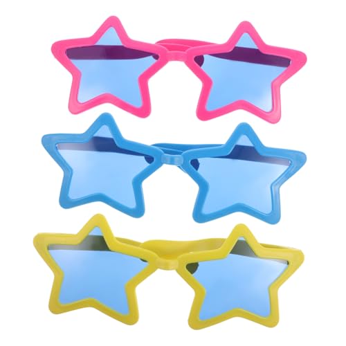 PENIKOKO 3Stücke Übertriebene Große Sternform Sonnenbrille Hawaii Beach Party Requisiten Lustige Fotostand Accessoires für Sommerfeiern für Erwachsene Farbenfroh von PENIKOKO