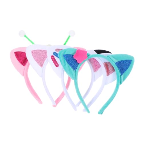 PENIKOKO 4 Stück Teiliges Katzenohren Haarreif aus Bequemes Stirnband für Party Cosplay Karneval Vielseitiges Tierohren Zubehör für Mädchen und Damen Sicher und Rutschfest von PENIKOKO