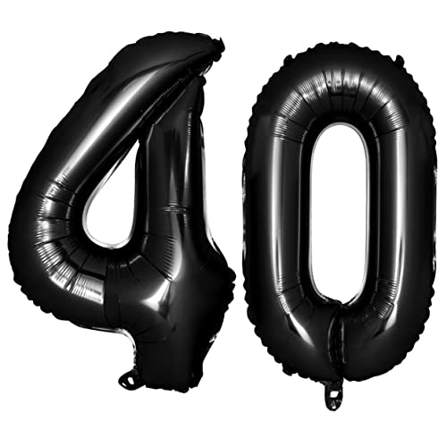 PENIKOKO 40 40 Partyballons Ballons Masse Hochzeitsdeko Zahlenballons Jubiläumsballons Nummernballons Schwarz Folienballons von PENIKOKO