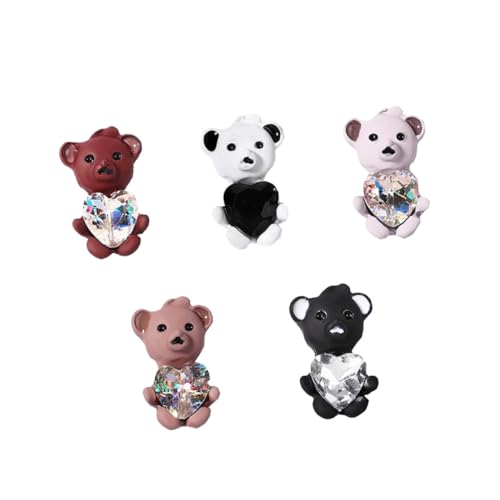 PENIKOKO 5 Stück Teiliges Nail Art mit Süßen Bären Langlebige und Praktische Maniküre Dekoration für DIY Nail Art für Mädchen und Damen Bear Decor Accessoires von PENIKOKO