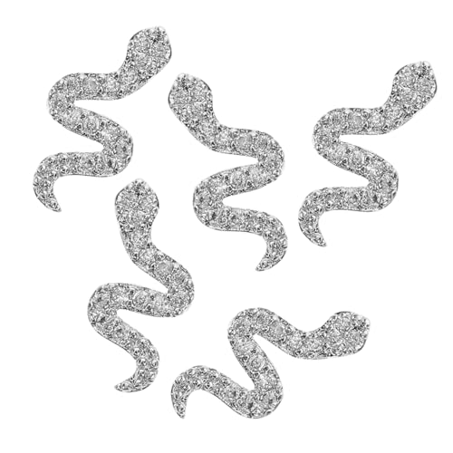 PENIKOKO 5 Stück Teiliges Snake Nail Art Charms aus Silbernem Gothic legierungs metall Schlangen rhinestones Schimmernde Nagelverzierung für DIY Maniküre bei Casual und Festlichen Anlässen von PENIKOKO