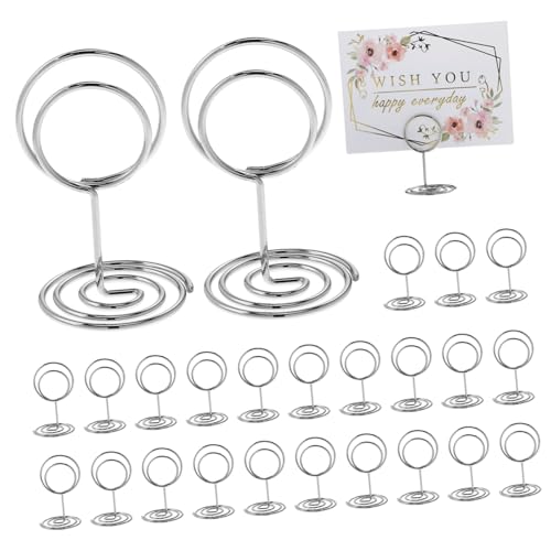 PENIKOKO 50 Stück Tischkartenhalter Silber Rund Stabiler Kartenclip Für Hochzeit Party Businesskarten Memo Clip Namenskartenhalter von PENIKOKO