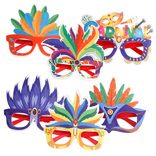 PENIKOKO 6 Stück Bunte Karnevalsbrillen mit Farbigen Federn Partybrille Deko für Kostümfeste Bühnenauftritte und Fasching Auffällige Brillen mit Goldfarbenem Rahmen für Karneval Motto PENIKOKO 6 Stück Bunte Karnevalsbrillen mit Farbigen Federn Partybrille Deko für Kostümfeste Bühnenauftritte und Fasching Auffällige Brillen mit Goldfarbenem Rahmen für Karneval Motto von PENIKOKO