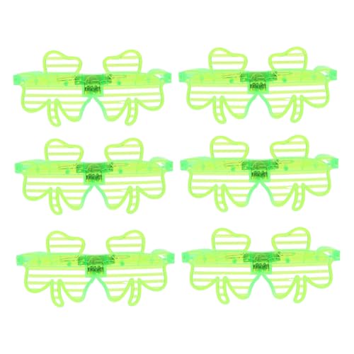 PENIKOKO 6 Stück Kleebrille LED -Sonnenbrille Partygeschenke beleuchten geführte Partybrille Sonnenbrille beleuchten Kleeblatt-Sonnenbrille Partybrille zum Leuchten bringen Plastik Grün von PENIKOKO