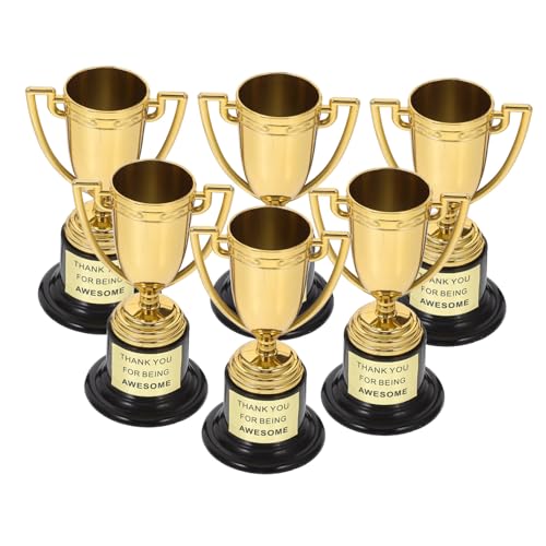 PENIKOKO 6 Stück Kleine Trophäen Party Trophäenbecher Sport Party Trophäen Teilnehmertrophäen Schulpreistrophäen Kleine Trophäen Sporttrophäen Mini Trophäe Wiederverwendbar von PENIKOKO