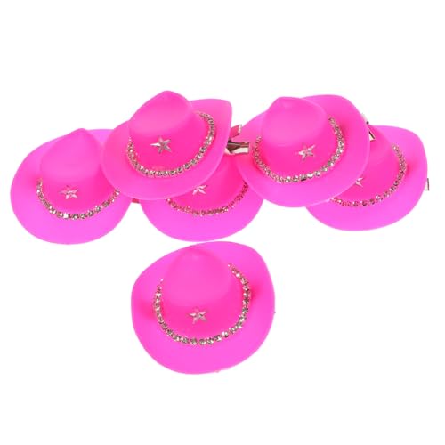 PENIKOKO 6 Stück Mini Cowboy hut Haarspangen mit Strasskette Dekorative Cap Hair Clips für Damen Vielseitige Party Alltags haarschmuck Leicht zu Tragen Stilvolle Western accessoires von PENIKOKO