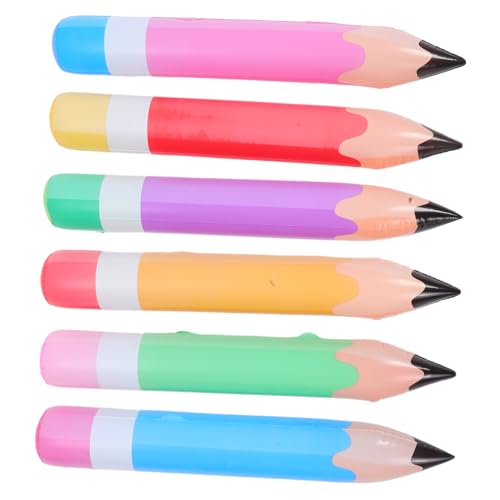 PENIKOKO 6 Stück Teiliges Aufblasbare Buntstift Ballons aus Langlebigem PVC und Leicht Lebendige Farben Vielseitige Deko für Schulanfang Klassenzimmer Abschlussfeier und Kindergeburtstag von PENIKOKO