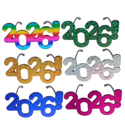PENIKOKO 6 Stück Teiliges Brillen Bunte Partybrillen mit Retro Design und Auffälliger Zahlenoptik für Silvester Abschlussfeier und Festliche Fotorequisiten Lustige Neujahrs und von PENIKOKO