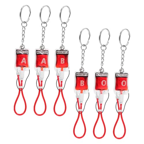 PENIKOKO 6 Stück Teiliges Halloween Gothic Blutgruppen Schlüsselanhänger B Variante Gruseliger Charm Vielseitig als Taschen oder Handyanhänger für Partyzubehör und Spuknacht Dekoration von PENIKOKO