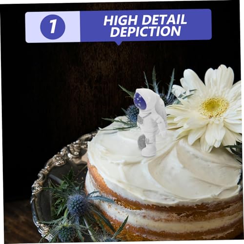 PENIKOKO 6 Stück Teiliges Mini Astronaut Cake Topper aus Leichtem Resin Wiederverwendbare Weltraum-dekoration für Kindergeburtstag Vielseitige Weltraumfiguren als Tortendeko und Desktop von PENIKOKO