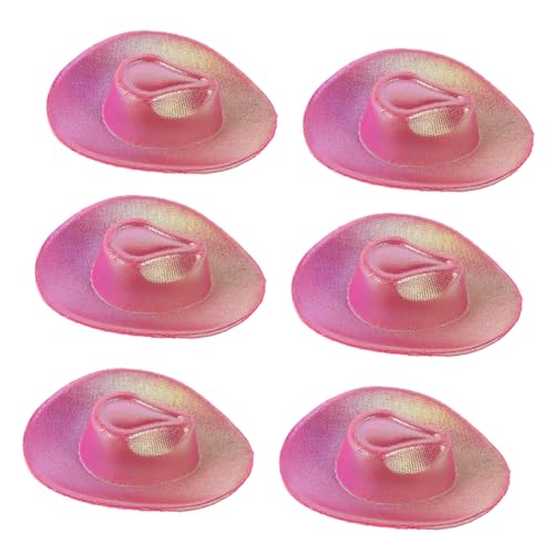 PENIKOKO 6 Stück Teiliges Mini Cowboy Hüte in Rosa Farbverlauf Kunststoff Miniatur Western Hüte für Puppen DIY Bastelprojekte Stilvolle Partydeko für Flaschen und Kuchen Attraktive von PENIKOKO