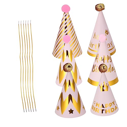 PENIKOKO 6 Stück Teiliges Partyhüte Set mit Glitzer Pailletten DIY Geburtstagsmützen für Bunte Dreieckshüte mit Krone und Mustern Festliches Accessoire für Kindergeburtstag und Kostümparty von PENIKOKO