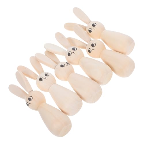 PENIKOKO 6 Stück Teiliges Unvollendete Holz Osterhasen zum Bemalen Natürliche Holzpuppen mit Gedruckten Augen Glatte Oberfläche Sichere Diy Figuren für Erwachsene Österliche Deko und PENIKOKO 6 Stück Teiliges Unvollendete Holz Osterhasen zum Bemalen Natürliche Holzpuppen mit Gedruckten Augen Glatte Oberfläche Sichere Diy Figuren für Erwachsene Österliche Deko und von PENIKOKO