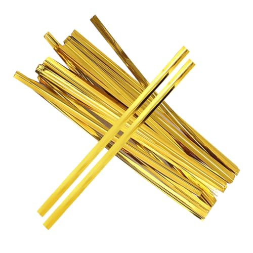 PENIKOKO 800 Stk. Goldene Bindedraht Verschlussclips Stabile Geschenkbeutel Verschlüsse für Süßigkeiten und Brottüten Festhaltend Vielseitig Einsetzbar Festliche Geschenkverpackung von PENIKOKO