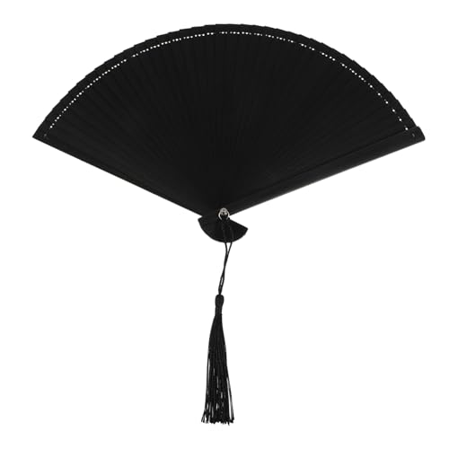 PENIKOKO Faltbarer Bambusfächer mit Quaste und Tasche Vintage Handfächer für Tanzaufführungen Elegantem Schwarz für Dekoration und Alltägliche Nutzung PENIKOKO Faltbarer Bambusfächer mit Quaste und Tasche Vintage Handfächer für Tanzaufführungen Elegantem Schwarz für Dekoration und Alltägliche Nutzung von PENIKOKO