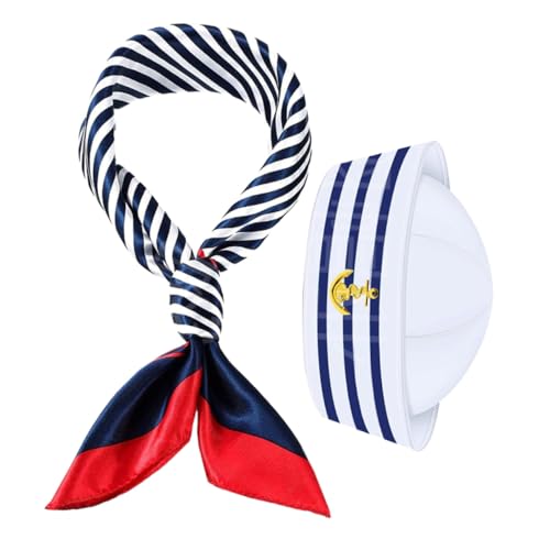 PENIKOKO Gestreifte Kapitänsmütze und Schal Set für Erwachsene und Seefahrer Outfit mit Weichem Material Bequem und Langlebig für Nautische Partys Halloween Cosplay und Alltag PENIKOKO Gestreifte Kapitänsmütze und Schal Set für Erwachsene und Seefahrer Outfit mit Weichem Material Bequem und Langlebig für Nautische Partys Halloween Cosplay und Alltag von PENIKOKO
