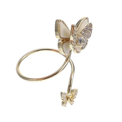 PENIKOKO Goldfarbener Damen Fingernagelring Perlen Zirkonia Nagelkunst Schmuck Kleber Elegant für Partys Hochwertiges Langlebiges Material von PENIKOKO