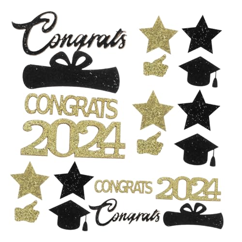 PENIKOKO Graduation Party Tischdeko Konfetti mit Gold Sternen Schwarze Doktorhut Congrats Bunte Streudeko für Abschlussfeier Abitur Party Vielseitige Dekoration für Tafelaufsätze und DIY von PENIKOKO