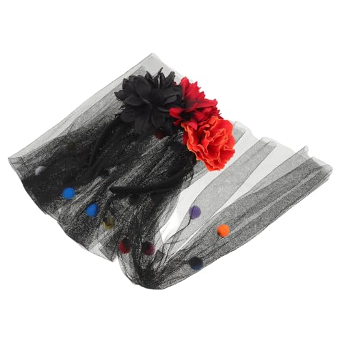 PENIKOKO Halloween Ghost Braut Haarreif mit Floralem Schleier Gothic Mesh Stirnband für Tag der Toten und Halloween Party Atmungsaktives Leichtes Kopfschmuck-accessoire für Damen Cosplay von PENIKOKO