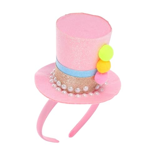 PENIKOKO Hut Stirnband Partystirnband Mini-Zylinder-Haarband Steampunk-Fascinator Fascinator-Hut Zylinderkopfbedeckung Mini-Zylinder-Fascinator Halloween-Kopfbedeckung Plastik Rosa von PENIKOKO