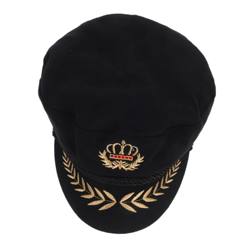 PENIKOKO Kapitänsmütze Vintage Marinekappe mit Gesticktem Weizenkranz Atmungsaktiv und Bequem Geeignet für Kostümpartys Bootspartys Unisex Verstellbar Leicht und Tragbar von PENIKOKO