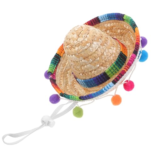 PENIKOKO Kleiner Mexikanischer Partyhut aus Gewebtem Stroh mit Verstellbarem Kinnriemen Sombrero für Karneval Mexiko Motto Festlicher Kopfschmuck für Urlaub und Mottopartys von PENIKOKO