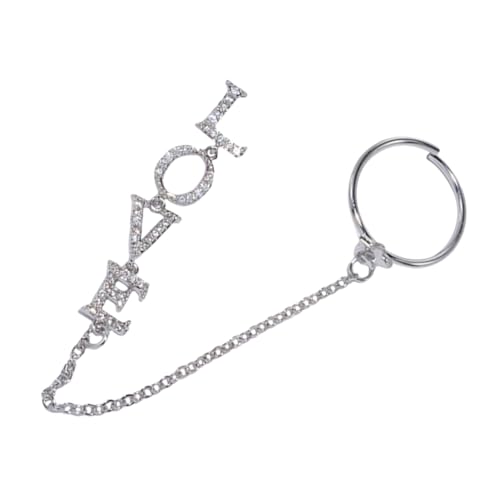 PENIKOKO Love Nagelkunst Kette mit Ring Echtgoldbeschichtete Maniküre Charms Silberfarbene Nageldekoration für Natürliche und Künstliche Nägel Modisches Schmuck Accessoire für Damen von PENIKOKO