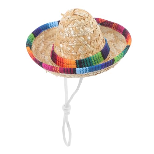PENIKOKO Mexikanischer Sombrero Kleiner Partyhut aus Handgewebtem Stroh Dekorativ für Karneval Tanz und Themenfeiern Stilvoller Festivalhut für Erwachsene von PENIKOKO
