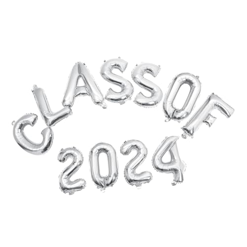 PENIKOKO Party Ballon Set Aluminium Folienballons Class Of Dekoration Abschlussfeier Ballons für Fotohintergrund und Party Deko Silber Feier PENIKOKO Party Ballon Set Aluminium Folienballons Class Of Dekoration Abschlussfeier Ballons für Fotohintergrund und Party Deko Silber Feier von PENIKOKO