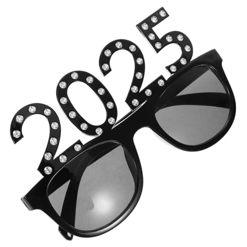 PENIKOKO Partybrille mit Funkelnden Strass Schwarze Quadratische Foto Requisite aus Robustem Pc Material Auffällige Silvester und Karnevalsbrille für Festival und Themenfeier von PENIKOKO